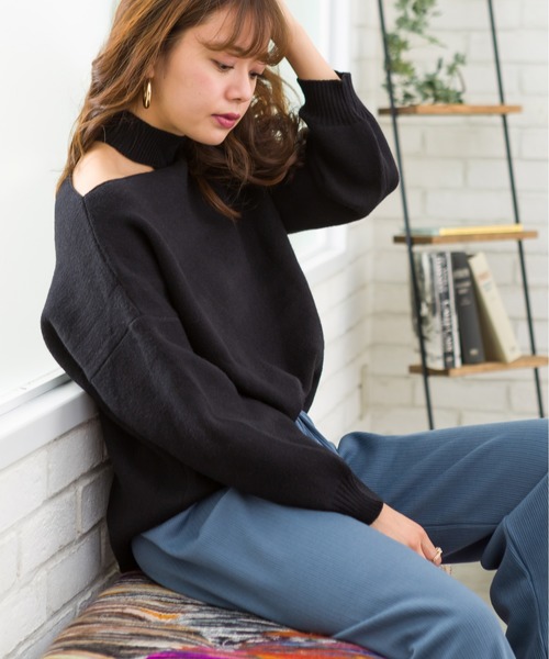 SpRay（スプレイ）の「肩あきニット（ニット/セーター・レディース・ブラック/ベージュ/ブラウン/グレー・FREE）」の7枚目の写真