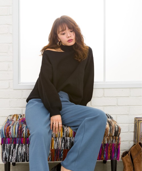 SpRay（スプレイ）の「肩あきニット（ニット/セーター・レディース・ブラック/ベージュ/ブラウン/グレー・FREE）」の8枚目の写真