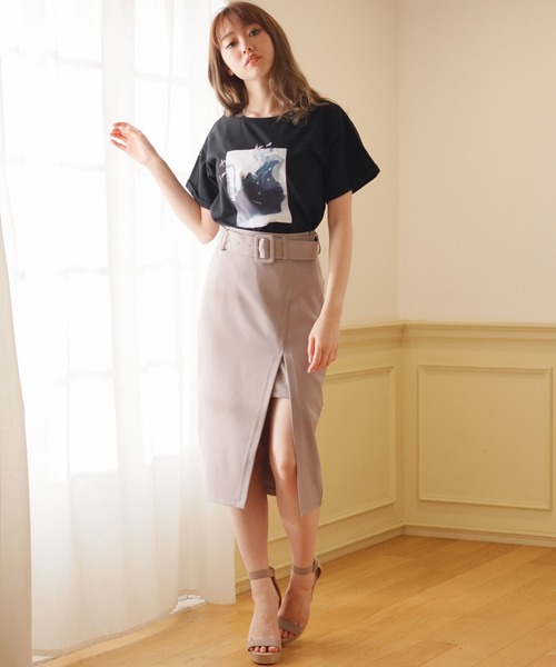 LIPSERVICE（リップサービス）の「グラフィカルLADY Tシャツ（Tシャツ/カットソー・レディース・ホワイト/ブラック/ベージュ・FREE）」の6枚目の写真