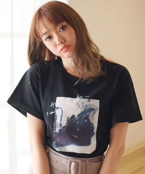 LIPSERVICE（リップサービス）の「グラフィカルLADY Tシャツ（Tシャツ/カットソー・レディース・ホワイト/ブラック/ベージュ・FREE）」の4枚目の写真