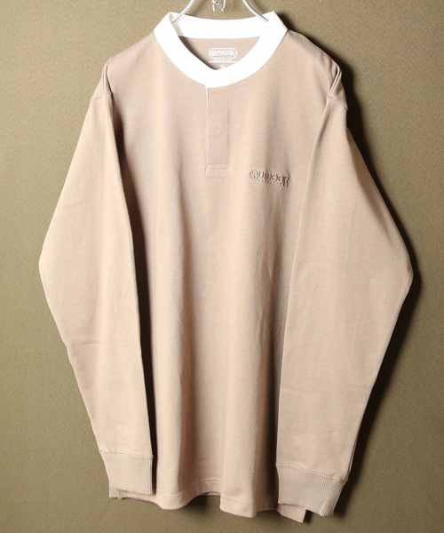 OUTDOOR PRODUCTS(アウトドアプロダクツ)の「【OUTDOOR PRODUCTS】ヘビーウェイト ワンポイントブランドロゴ スタンドカラーロングTシャツカットソー(Tシャツ/カットソー・メンズ・杢グレー/ブラック/ダークベージュ・SMALL/MEDIUM/LARGE/X-LARGE)」の3枚目の写真