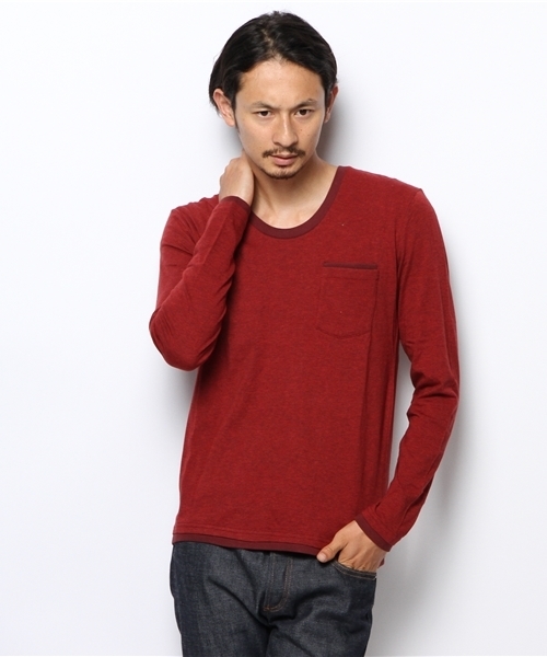 NANO universe（ナノユニバース）の「：ﾒﾗﾝｼﾞｶｯﾄ（Tシャツ/カットソー・メンズ・レッド/マスタード/グリーン/チャコール/ネイビー/グレー・40/46/42/44）」の6枚目の写真