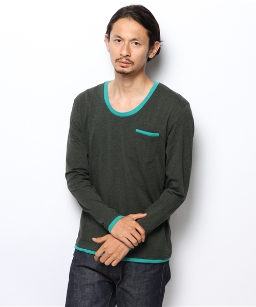 NANO universe（ナノユニバース）の「：ﾒﾗﾝｼﾞｶｯﾄ（Tシャツ/カットソー・メンズ・レッド/マスタード/グリーン/チャコール/ネイビー/グレー・40/46/42/44）」の4枚目の写真