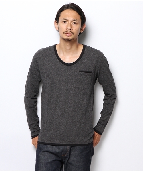 NANO universe（ナノユニバース）の「：ﾒﾗﾝｼﾞｶｯﾄ（Tシャツ/カットソー・メンズ・レッド/マスタード/グリーン/チャコール/ネイビー/グレー・40/46/42/44）」の3枚目の写真