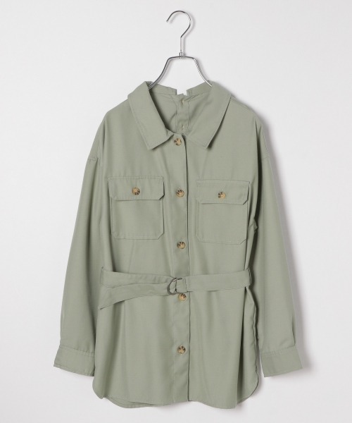 GLOBAL WORK（グローバルワーク）の「【ジュニア】ベルトツキＣＰＯシャツ/863539（シャツ/ブラウス・キッズ・オフホワイト/カーキ・150cm/160cm）」の2枚目の写真