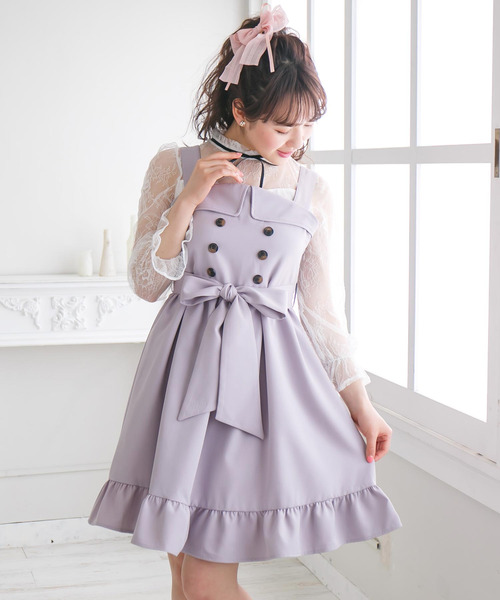 夢展望 ユメテンボウ の リボン付きトレンチ風ワンピース ワンピース Wear