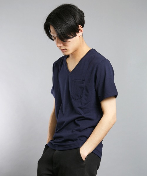 Bling Leads(ブリングリーズ)の「Bling leads/無地半袖ポケ付きV/N T(Tシャツ/カットソー・メンズ・ホワイト/イエロー系その他/カーキ/ネイビー/ブラック/ピンク系その他/ライトピンク/グレー・LARGE/X-LARGE/MEDIUM)」の5枚目の写真