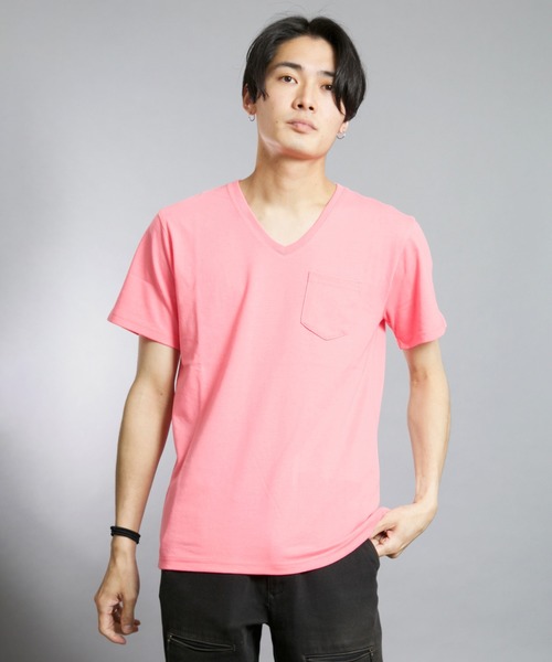 Bling Leads(ブリングリーズ)の「Bling leads/無地半袖ポケ付きV/N T(Tシャツ/カットソー・メンズ・ホワイト/イエロー系その他/カーキ/ネイビー/ブラック/ピンク系その他/ライトピンク/グレー・LARGE/X-LARGE/MEDIUM)」の7枚目の写真