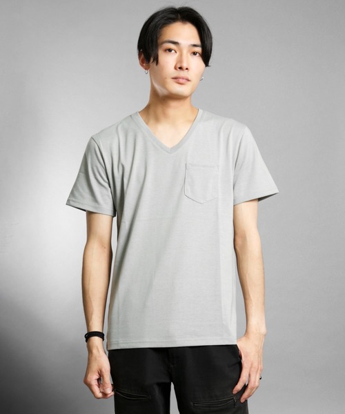 Bling Leads(ブリングリーズ)の「Bling leads/無地半袖ポケ付きV/N T(Tシャツ/カットソー・メンズ・ホワイト/イエロー系その他/カーキ/ネイビー/ブラック/ピンク系その他/ライトピンク/グレー・LARGE/X-LARGE/MEDIUM)」の3枚目の写真