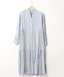 DouDou | 麻レーヨン切り替えワンピース(ワンピース)