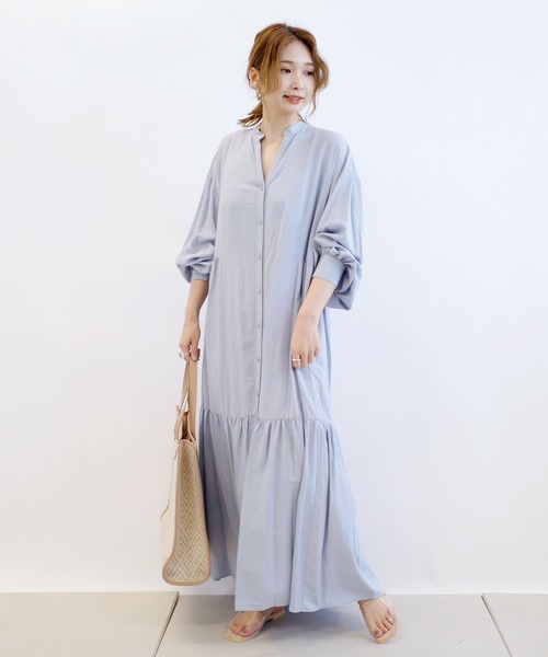 DouDou(ドゥドゥ)の「麻レーヨン切り替えワンピース(ワンピース・レディース・ブラック/サックスブルー・38/36)」の15枚目の写真