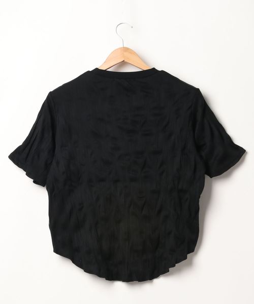 Heather（ヘザー）の「クリンクルリブカットプルオーバーショートスリーブ　887695（Tシャツ/カットソー・レディース・ライトベージュ/アイボリー/ブラック・FREE）」の4枚目の写真