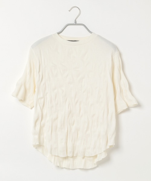 Heather（ヘザー）の「クリンクルリブカットプルオーバーショートスリーブ　887695（Tシャツ/カットソー・レディース・ライトベージュ/アイボリー/ブラック・FREE）」の15枚目の写真