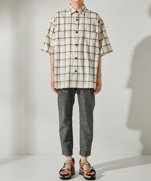 UNITED TOKYO（ユナイテッドトウキョウ）の「クラシックチェックSH/オーバーサイズ/CPOシャツ（シャツ/ブラウス・メンズ・アイボリー/グレー・1/2/3）」の20枚目の写真