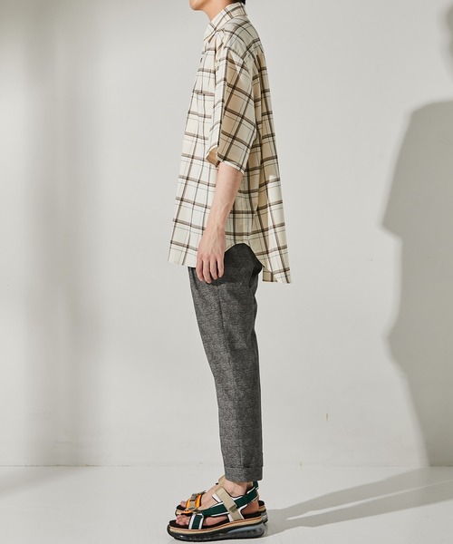 UNITED TOKYO（ユナイテッドトウキョウ）の「クラシックチェックSH/オーバーサイズ/CPOシャツ（シャツ/ブラウス・メンズ・アイボリー/グレー・1/2/3）」の9枚目の写真