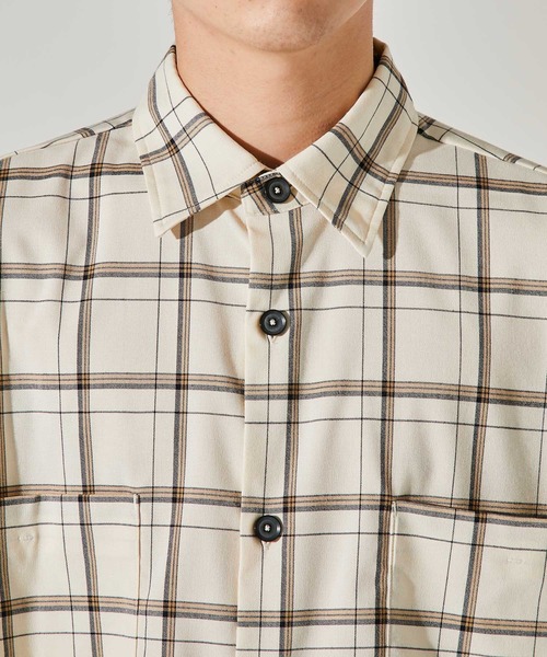 UNITED TOKYO（ユナイテッドトウキョウ）の「クラシックチェックSH/オーバーサイズ/CPOシャツ（シャツ/ブラウス・メンズ・アイボリー/グレー・1/2/3）」の11枚目の写真