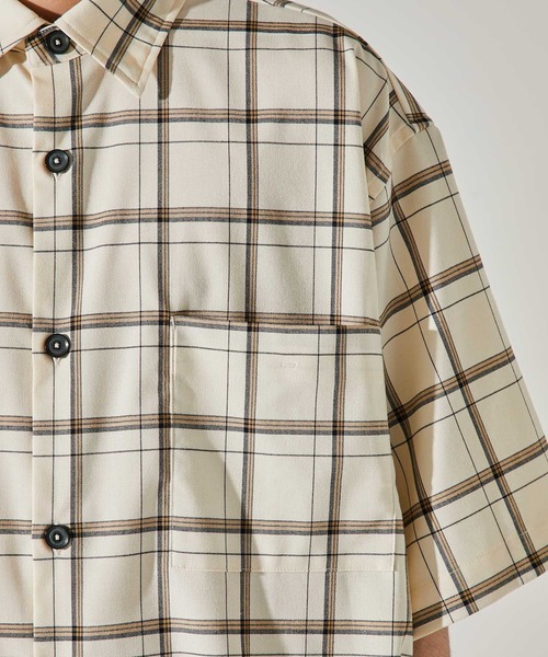 UNITED TOKYO（ユナイテッドトウキョウ）の「クラシックチェックSH/オーバーサイズ/CPOシャツ（シャツ/ブラウス・メンズ・アイボリー/グレー・1/2/3）」の16枚目の写真