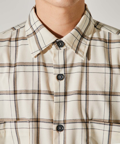 UNITED TOKYO（ユナイテッドトウキョウ）の「クラシックチェックSH/オーバーサイズ/CPOシャツ（シャツ/ブラウス・メンズ・アイボリー/グレー・1/2/3）」の14枚目の写真