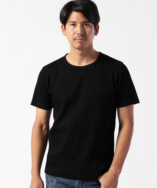 TETE HOMME(テットオム)の「ランダムワッフルシルケットTシャツ(Tシャツ/カットソー・メンズ・ブラック/ベージュ/カーキ・LARGE/MEDIUM/X-LARGE)」の1枚目の写真