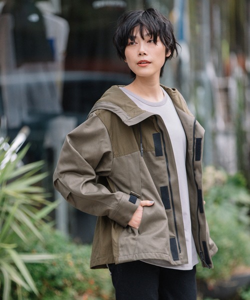 Munich（ミューニック）の「コットンウエストポイント×タッサー　ドッキングブルゾン（ブルゾン・レディース・ブラック/ベージュ/カーキ・S/XS）」の9枚目の写真