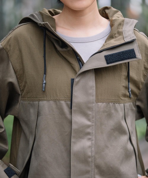 Munich（ミューニック）の「コットンウエストポイント×タッサー　ドッキングブルゾン（ブルゾン・レディース・ブラック/ベージュ/カーキ・S/XS）」の12枚目の写真
