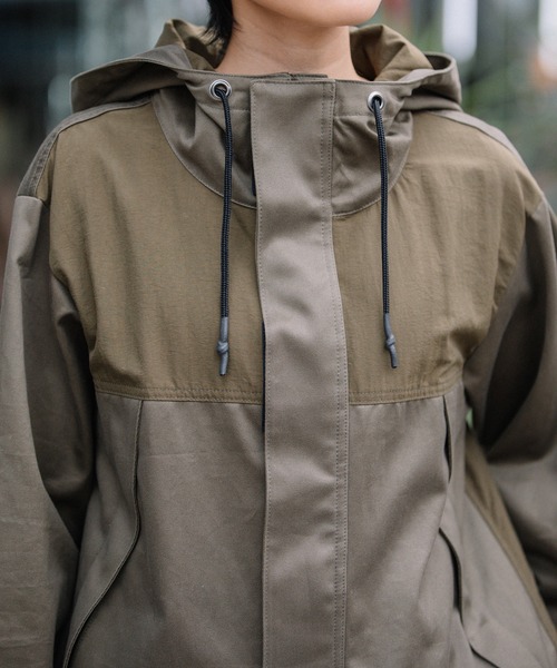 Munich（ミューニック）の「コットンウエストポイント×タッサー　ドッキングブルゾン（ブルゾン・レディース・ブラック/ベージュ/カーキ・S/XS）」の18枚目の写真
