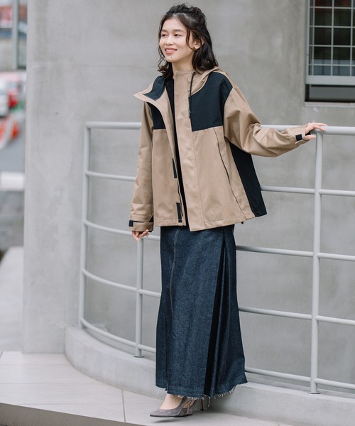 Munich（ミューニック）の「コットンウエストポイント×タッサー　ドッキングブルゾン（ブルゾン・レディース・ブラック/ベージュ/カーキ・S/XS）」の22枚目の写真