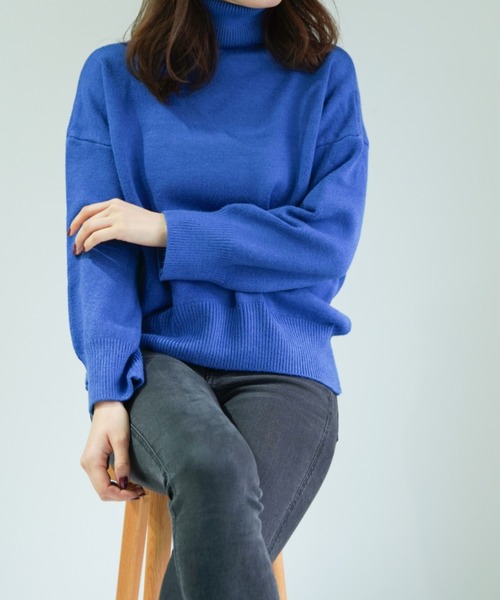 yuue' ( wear )（ユーイ）の「タートルネックドロップショルダースリーブニット（ニット/セーター・レディース・ブラック/ベージュ/ブラウン/ブルー・FREE）」の12枚目の写真