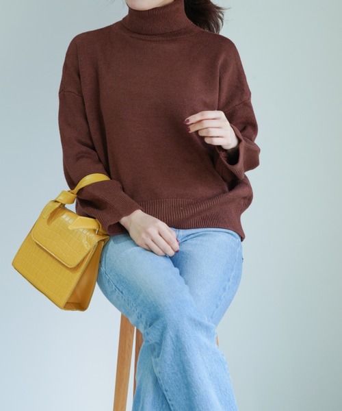 yuue' ( wear )（ユーイ）の「タートルネックドロップショルダースリーブニット（ニット/セーター・レディース・ブラック/ベージュ/ブラウン/ブルー・FREE）」の18枚目の写真