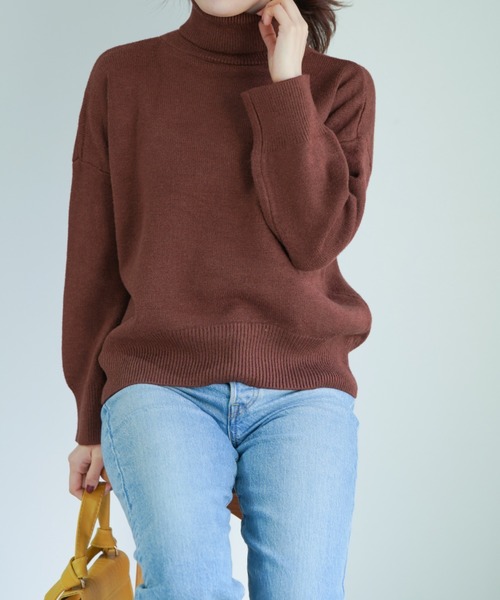 yuue' ( wear )（ユーイ）の「タートルネックドロップショルダースリーブニット（ニット/セーター・レディース・ブラック/ベージュ/ブラウン/ブルー・FREE）」の22枚目の写真