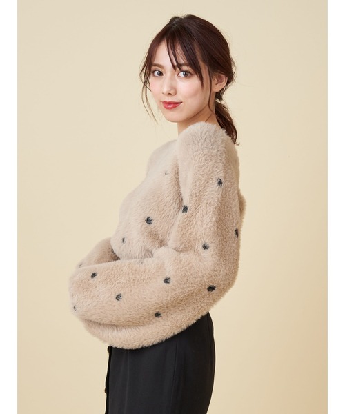 ROYAL PARTY(ロイヤルパーティー)の「キャットヤーンドットニット(ニット/セーター・レディース・ブラック/オフホワイト/モカ・FREE)」の3枚目の写真