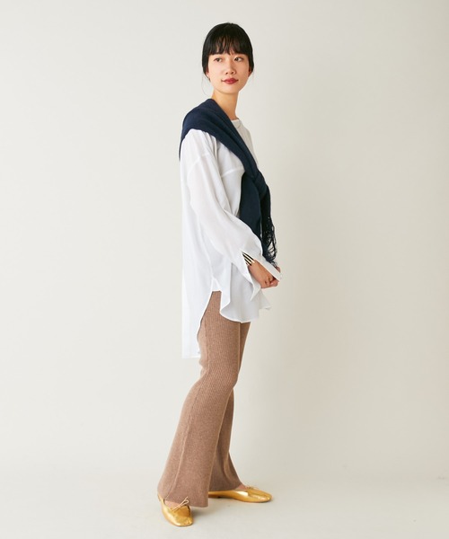 SHENERY（シーナリー）の「リブフレアニットパンツ（その他パンツ・レディース・ブラック/グレイッシュベージュ・FREE）」の6枚目の写真