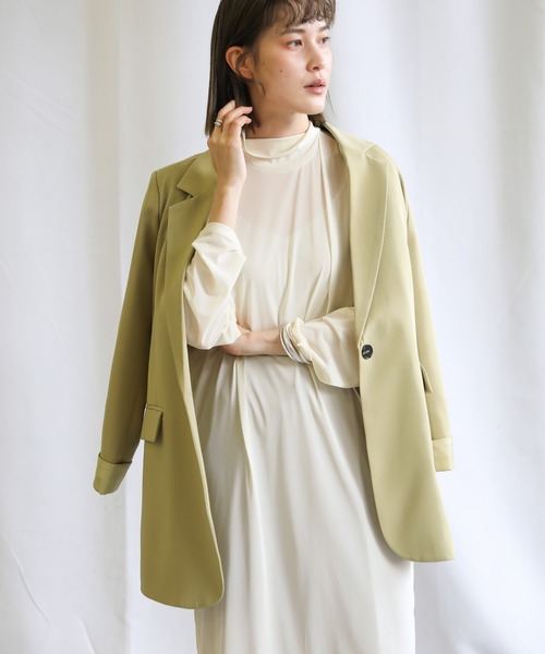 select MOCA（セレクトモカ）の「ハイネックシアーニュアンスワンピース（ワンピース・レディース・オリーブ/アイボリー/テラコッタ・FREE）」の2枚目の写真