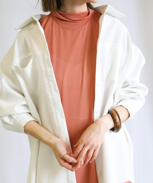 select MOCA（セレクトモカ）の「ハイネックシアーニュアンスワンピース（ワンピース・レディース・オリーブ/アイボリー/テラコッタ・FREE）」の7枚目の写真