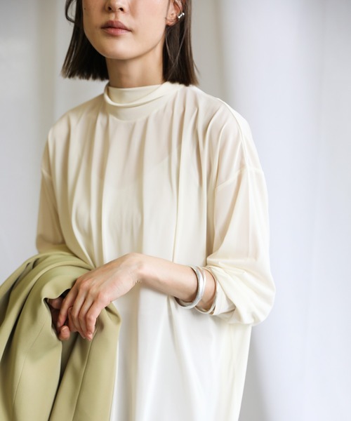 select MOCA（セレクトモカ）の「ハイネックシアーニュアンスワンピース（ワンピース・レディース・オリーブ/アイボリー/テラコッタ・FREE）」の17枚目の写真