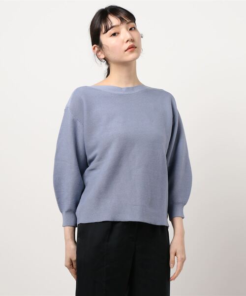 BELLUNA PLUS(ベルーナ)の「コットン100%ガーター編ふんわり袖ニット(ニット/セーター・レディース・ネイビー/アイボリー/ブルーグレー/コーラル・MEDIUM/LARGE/X-LARGE)」の15枚目の写真