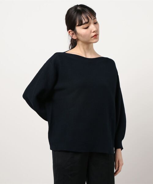 BELLUNA PLUS(ベルーナ)の「コットン100%ガーター編ふんわり袖ニット(ニット/セーター・レディース・ネイビー/アイボリー/ブルーグレー/コーラル・MEDIUM/LARGE/X-LARGE)」の16枚目の写真