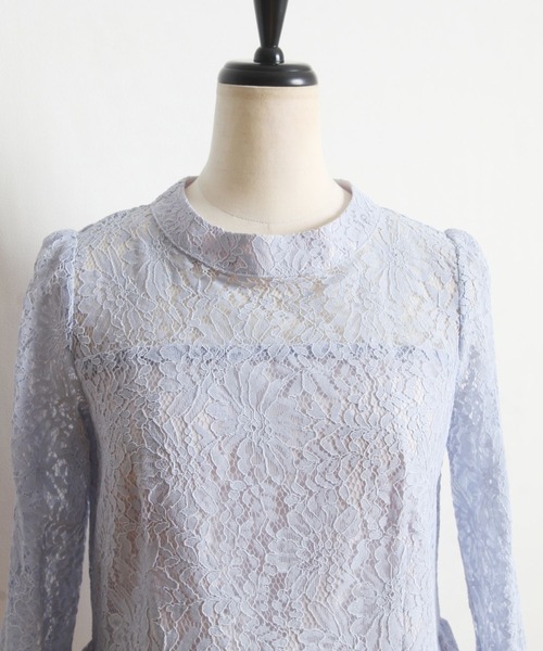 tocco closet(トッコ クローゼット)の「プチハイネック総レースペプラムブラウス(シャツ/ブラウス・レディース・ライトブルー/ブルー/アイボリー・M)」の22枚目の写真
