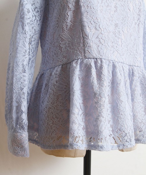 tocco closet(トッコ クローゼット)の「プチハイネック総レースペプラムブラウス(シャツ/ブラウス・レディース・ライトブルー/ブルー/アイボリー・M)」の19枚目の写真