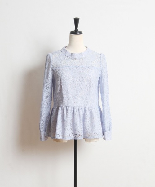 tocco closet(トッコ クローゼット)の「プチハイネック総レースペプラムブラウス(シャツ/ブラウス・レディース・ライトブルー/ブルー/アイボリー・M)」の18枚目の写真