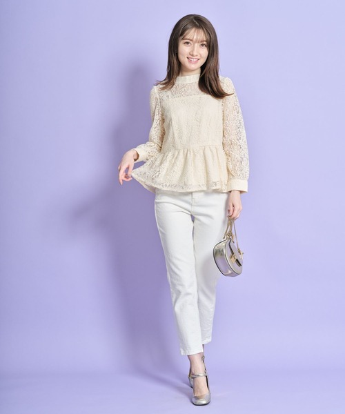 tocco closet(トッコ クローゼット)の「プチハイネック総レースペプラムブラウス(シャツ/ブラウス・レディース・ライトブルー/ブルー/アイボリー・M)」の10枚目の写真