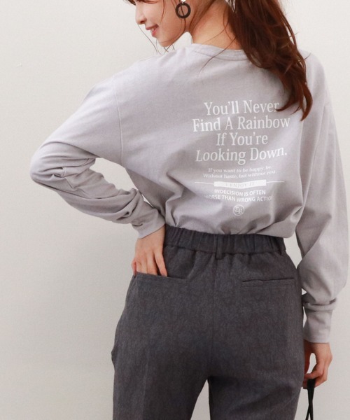 archives(アルシーヴ)の「プリントロンT(Tシャツ/カットソー・レディース・オフホワイト/チャコールグレー/シルバーグレー・MEDIUM)」の3枚目の写真