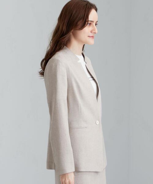 green label relaxing（グリーンレーベルリラクシング）の「[ 手洗い可能/リネンライク ]◆D キザミ ジャケット -JJPS ◇No08◇（その他アウター・レディース・ダークグレー/ナチュラル・44/46/34/36/42/38/40）」の4枚目の写真