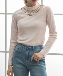 チョーカーデザインリブトップス