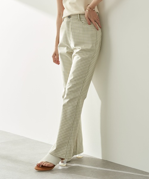 earth music&ecology（アースミュージックアンドエコロジー）の「ギンガムチェックセミフレアパンツ ＊（その他パンツ・レディース・ブラック/ベージュ/ピンク/ミント・SMALL/MEDIUM）」の3枚目の写真