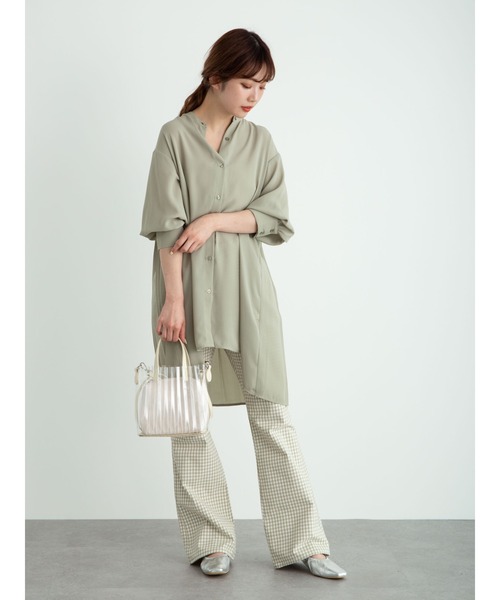 earth music&ecology（アースミュージックアンドエコロジー）の「ギンガムチェックセミフレアパンツ ＊（その他パンツ・レディース・ブラック/ベージュ/ピンク/ミント・SMALL/MEDIUM）」の19枚目の写真