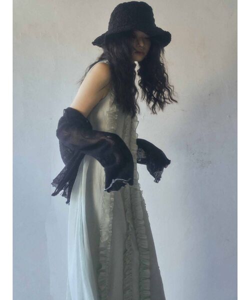 merry jenny（メリージェニー）の「airy frillロングワンピース（ワンピース・レディース・アイボリー/ブラック/ミント・FREE）」の7枚目の写真