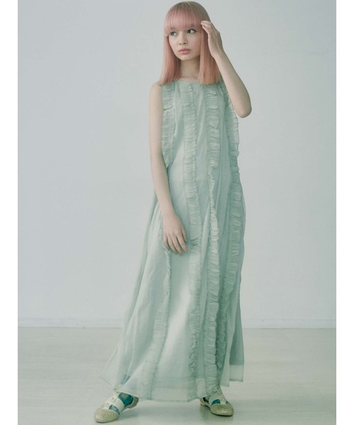 merry jenny（メリージェニー）の「airy frillロングワンピース（ワンピース・レディース・アイボリー/ブラック/ミント・FREE）」の3枚目の写真