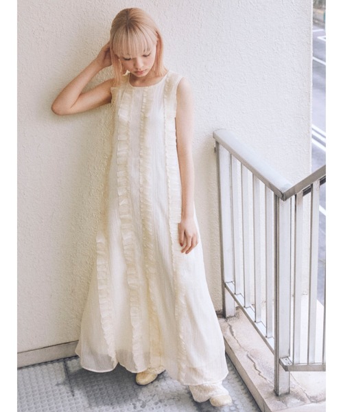 merry jenny（メリージェニー）の「airy frillロングワンピース（ワンピース・レディース・アイボリー/ブラック/ミント・FREE）」の21枚目の写真