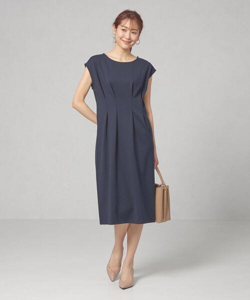 closet story（クローゼットストーリー）の「＜closet story＞□CSC ダブルタック Iライン ワンピース -手洗い可能-（ワンピース・レディース・ネイビー/モカ・FREE）」の2枚目の写真